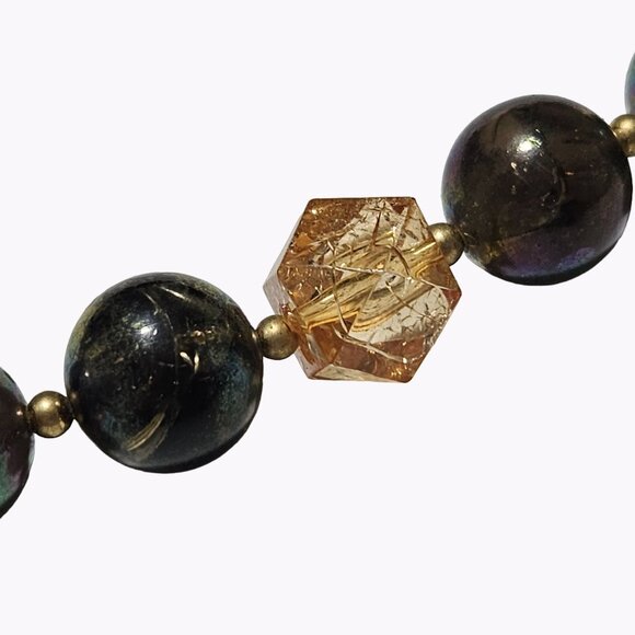 Artisan Tiger Eye Beaded Necklace Elegant Black Statement Fashion Jewelry Women - Picture 3 of 6